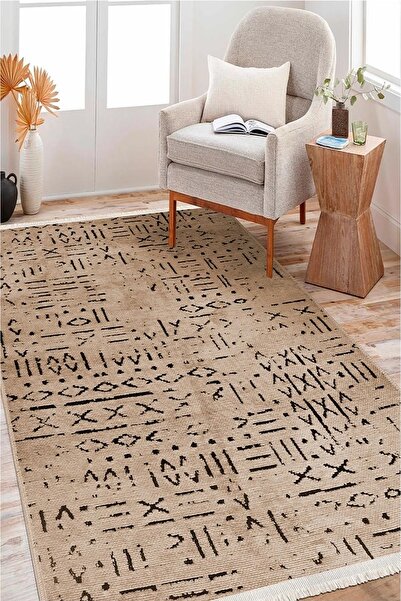 farbateks İskandinav Desen Vizon Renkli Makinada Yıkana Bilir Şönil Kilim Kaymaz Taban Makina Halısı