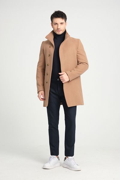 Frappoli Ανδρικό παλτό Cashmere - Σάλι γιακά, Κουμπιά, Κανονική Εφαρμογή