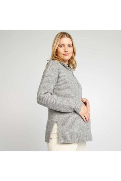 KIABI Maternity jumper with high zipped neck GREY