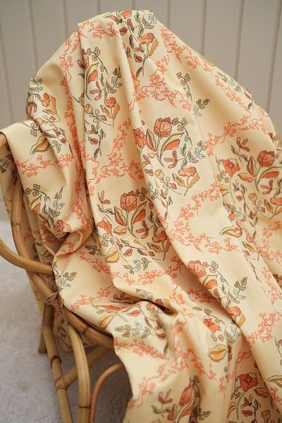 Tuğba Kuğu Printed Panama Fabric (100% Cotton) |   Nostalgic Flowers