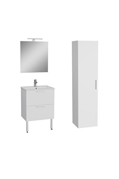 VitrA Banyo Mobilyası Seti Ve Boy Dolabı, Parlak Beyaz, 60 Cm, Çekmeceli, Ayaklı