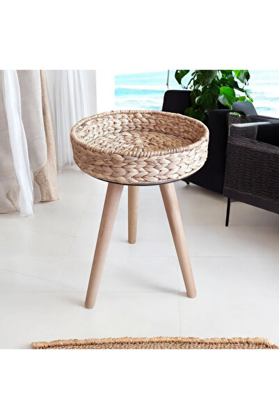 Toprak Design Bohem Tekli (32cm) Su sümbülü sehpa, Hasır rattan tasarım el ya...