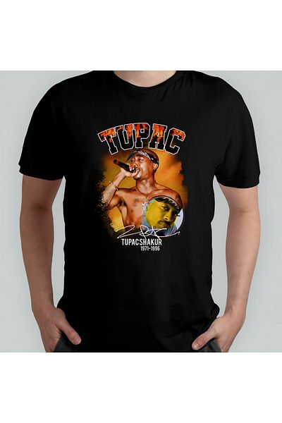Pixxa TUPAC 2PAC Crew Neck 100% βαμβακερό T-shirt - Μοντέλο 13