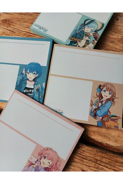 nihonwosekai 4Pcs Hatsune Miku Colorful Pjsekai Project Sekai Anime Memopad 8X8Cm 48Sheets