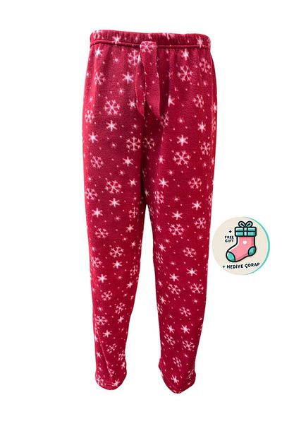 Ladytime Pocketless Winter Fleece Women's Sleepwear Bottom Single Bottom Je34 - Socks Gift