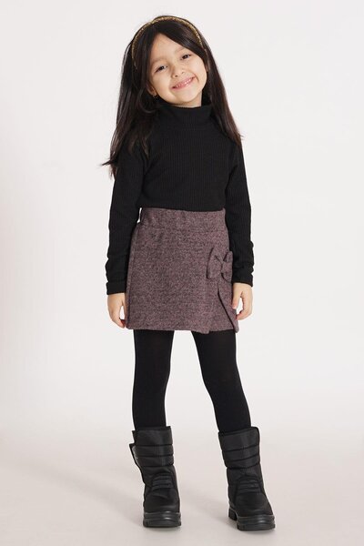 zepkids Fiyonk Detaylı Pembe Renk Kız Çocuk Etekli Takım