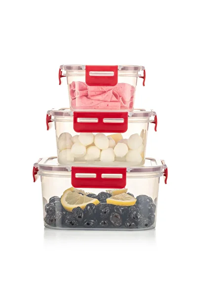 SAVLAR 3-Piece Square Lockable Sealed Storage Mica 400Ml+900Ml+1800Ml