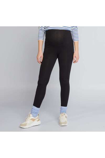 KIABI Long plain jersey fabric maternity leggings black