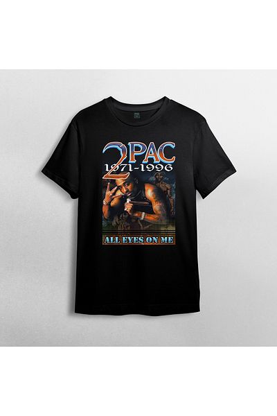Pixxa TUPAC 2PAC 100% βαμβακερό μπλουζάκι με λαιμόκοψη μοντέλο 4