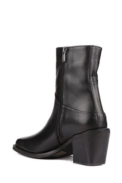 stato - Siyah Hakiki Deri Topuklu Kadın Bot 25-1581