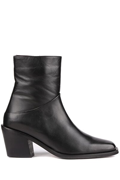 stato - Siyah Hakiki Deri Topuklu Kadın Bot 25-1581