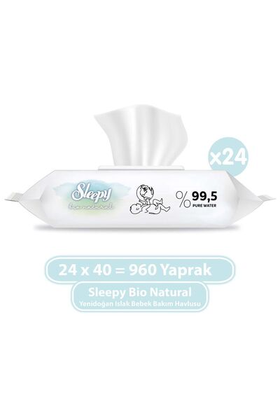Sleepy Bio Natural Yenidoğan Islak Bebek Bakım Havlusu 24x40 (960 Yaprak)