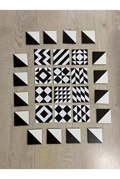 Leelii Tasarım Wooden Block Tiles Puzzle - Intelligence Cards Game Tiles