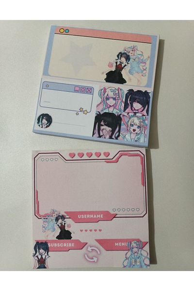 nihonwosekai 2 bucăți NSO Needy Girl Streamer Overdose Anime Memopad 8x8cm 48 coli