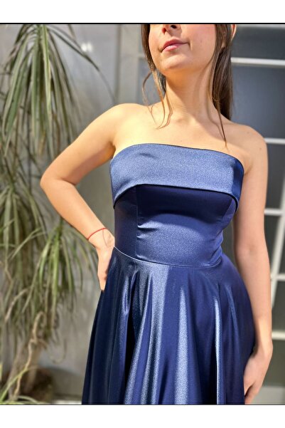 Abiye's STRAPLEZ MİDİ SATEN NİŞAN SÖZ İSTEME EVDEN ÇIKMA BEKARLIĞA VEDA BEYAZ NİKAH ELBİSESİ