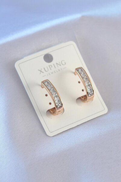 Gold Xuping Rose Gold Renk Zirkon Taşlı Kadın Küpe