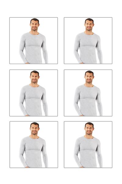 ÖZKAN underwear تي شيرت رجالي من Özkan 0266 مكون من 6 قطع من القطن الليكرا الممشط ورقبة دائرية وأكمام طويلة