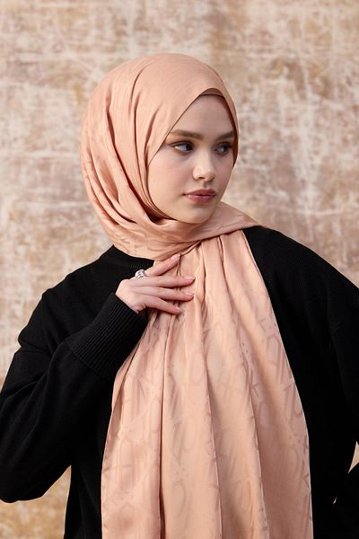 İpekhan Fall Winter Silky Jacquard Shawl Honey Foam 9020-17