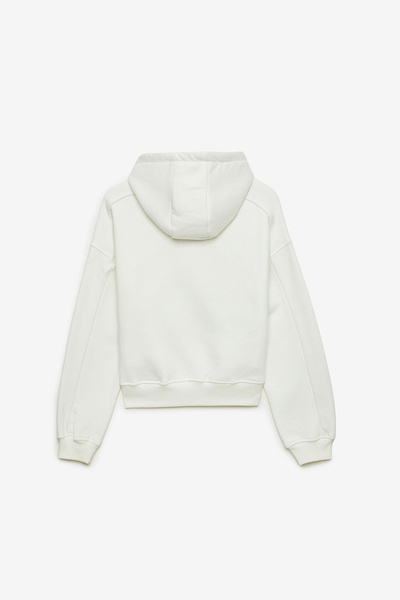 GRIMELANGE AURELA Kadın Örme Kapüşonlu Comfort Fit Ekru Sweatshirt