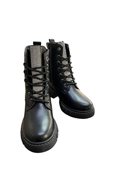 candaşlar Taşlı deri bağlı fermuarlı su geçirmez bot