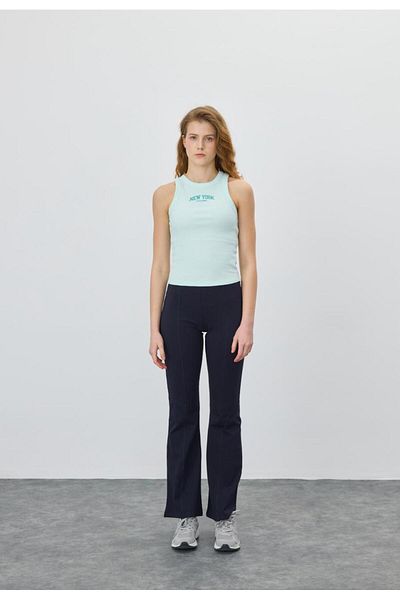 TUBİA Bluză de damă Baby Blue New York cu broderie imprimată cu mânecă zero