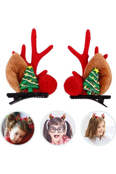 Miniko Butik New Year's Christmas 1 Pair of Clip-On Hair Clips