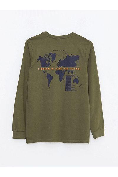 LC Waikiki Μακρυμάνικο μπλουζάκι για αγόρια LCW Kids Khaki Crew Neck