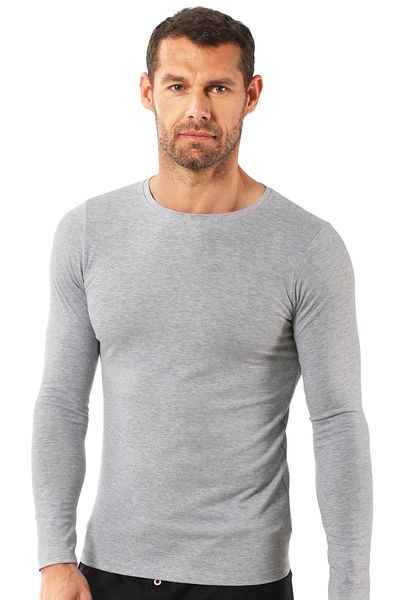 ÖZKAN underwear Özkan 0266 Men's Combed Lycra Cotton Round Neck Long Sleeve T-Shirt Undershirt