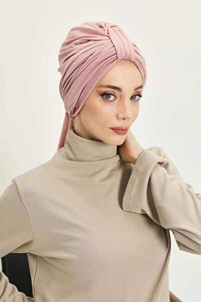 Aisha's Design Winter Scarf Bonnet Turban, B-80Rb, Powder