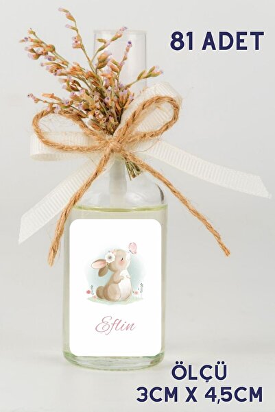 fırsatlar diyarı Tavşan Tema Kolonya Etiketi - Parlak Kuşe Kesimli / 3x4,5 Cm...