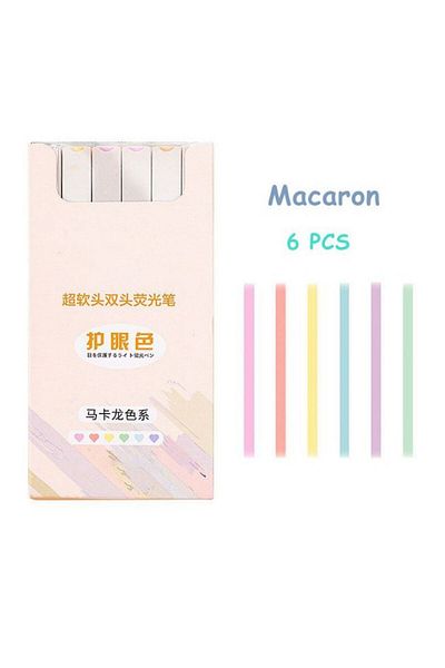 NaSaDAN Lightcolor Set of 6 Double-Sided Pastel Highlighters – Bullet Journal & Note Pen