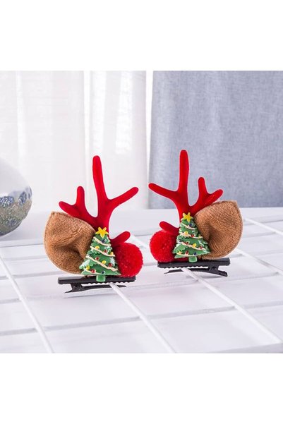 Miniko Butik New Year's Christmas 1 Pair of Clip-On Hair Clips