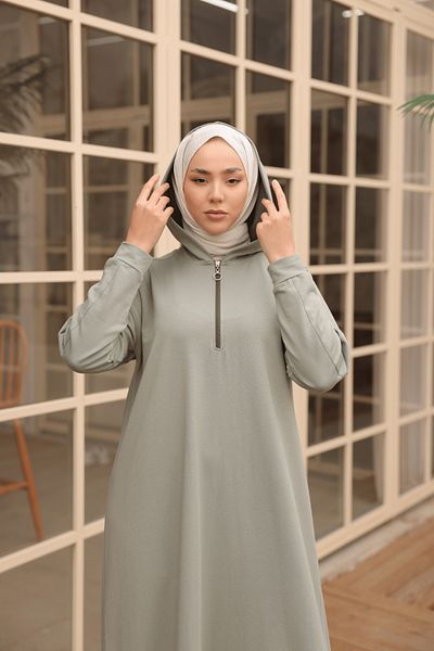 Nissra Ankanoor Çağla Side Zipper Hooded Dress Anka 257063