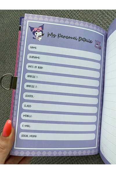 BLA GROUP Hello Kitty - Gilimli Diary Kuromi, Memory Book and Planner Diyary Key Gift School