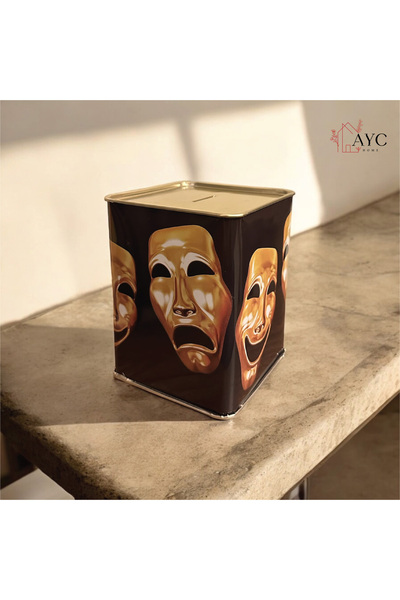 AYC HOME Tiyatro Maske Figürü Desenli Dikdörtgen Kumbara
