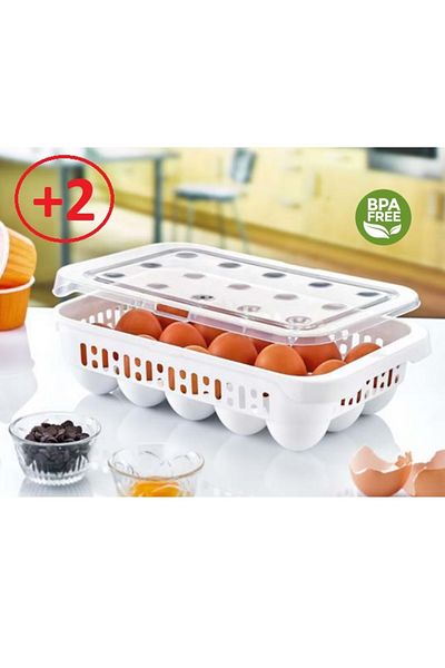 DEPOKON 2 Egg Storage Containers, 15 Pieces, Sterile Egg Cups, Egg Organizer with Lid