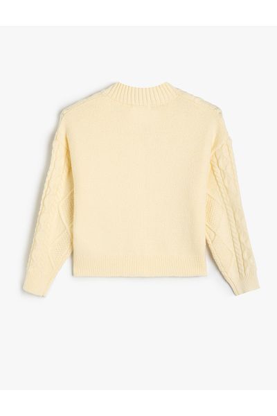 Koton Textured Long Sleeve Basic Cardigan - Crew Neck and Button Detail