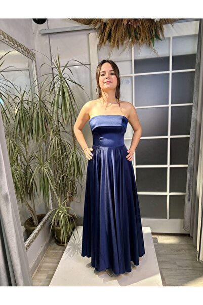 Abiye's STRAPLEZ MİDİ SATEN NİŞAN SÖZ İSTEME EVDEN ÇIKMA BEKARLIĞA VEDA BEYAZ NİKAH ELBİSESİ