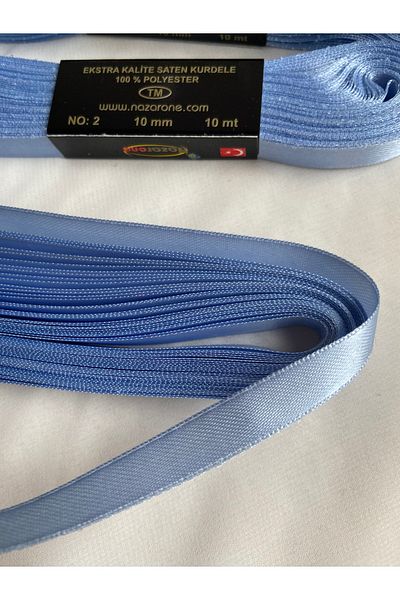 partici dükkanı 1 Bucă Bandă Satin Albastră - Lățime1cm Lungime10metri