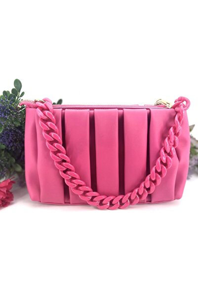 Seniorah Fuchsia Patterned Women's Bag with Strap and Shoulder Chain