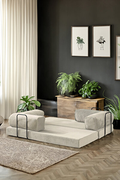Modalife Legoom 90x200 Açılır Kanepe Yatak Olabilen Rahatlama , Aktivite Koltuğu, Krem 90x200