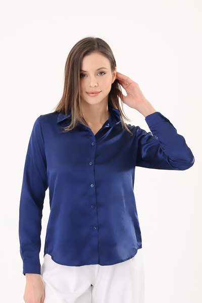 Hazel Жіноча легка сукня з темно-синього атласу