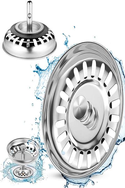 Tor Store Bidirectional 8 cm Stainless Steel Strainer Set - Sink Sink Filter, Kitchen Drain Strainer & Spigot