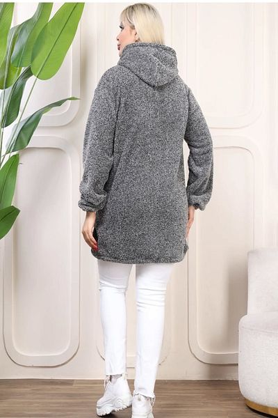 xlargebutik Oversized Shirt Light Grey, Zippered with Capsson, Full Flexible Polastrick Cardigan