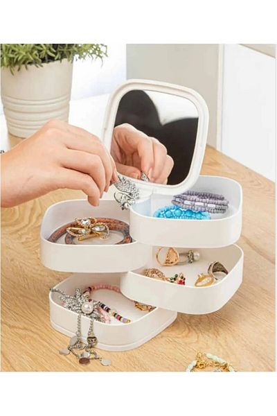 DEPOKON 4 Tier White Square Organizer - Mirrored