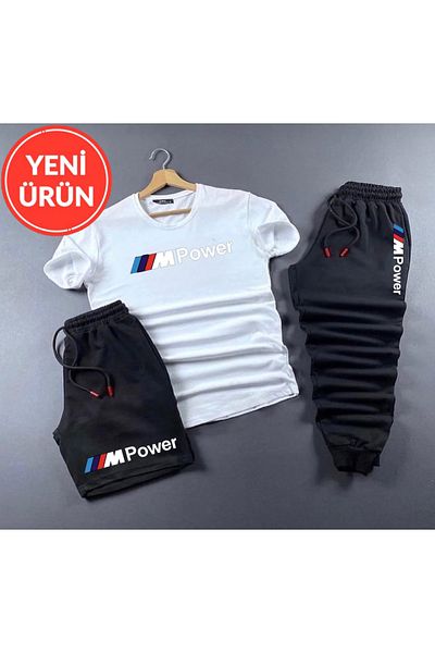 Minikelya 3 Luk Car Logo Design Shorts-Sweatpants Set