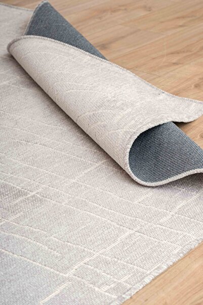 Lorente Home Mia Viscose Woven Carpet Non-Slip Base Washable Gray Kitchen Carpet 1421