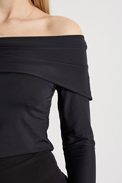 Perché Women's Shawl Collar Long Sleeve Cotton Lycra Tank Top