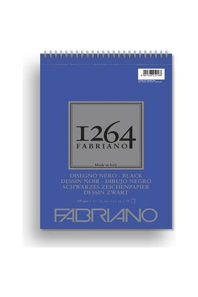 Fabriano F-1264 Black Paper Picture Book - 200 G, Top Spiral - A5 Cut