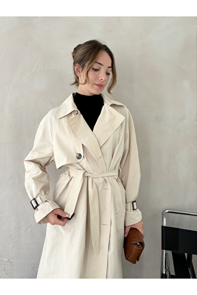 Angel Mia Dina Uzun Trençkot Taş